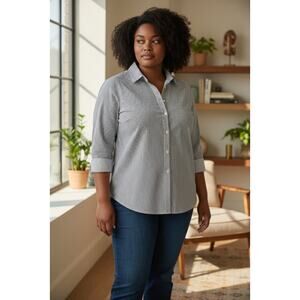 George Women’s Button-Down Shirt  Size 16–18 – Black & White